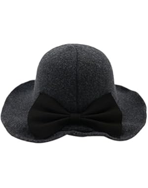 Foldable Beret Wide Side Basin Cap Ladies Bowknot Decor Dome Bucket Hat
