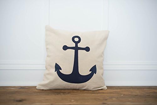 Anchor Pillow Cover 16 X 16 Nautical Pillow Cover 100% Linen
