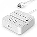 [Separate Switch Control] iClever BoostStrip IC-BS02 Power Strip | USB Charger with 4 USB + 3 AC Outlets, Dual Switch Control Charging Station and Phone / Tablet Stand 5ft Extension Cord- White primary