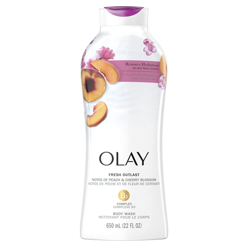 Photo 1 of Olay Fresh Outlast Paraben Free Body Wash with Energizing Notes of Peach and Cherry Blossom, 650 mL