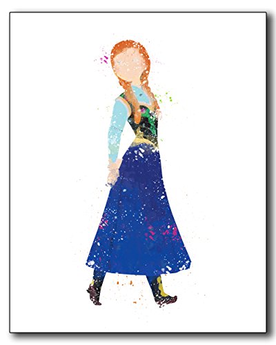 Anna Frozen Disney Princess Watercolor Photo Prints - Unique Kids Wall Art