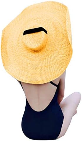 MEANIT Womens Sun Straw Hat Oversized Wide Brim Summer Hat Foldable Roll up Floppy Beach Hats Cap Packable for Travel
