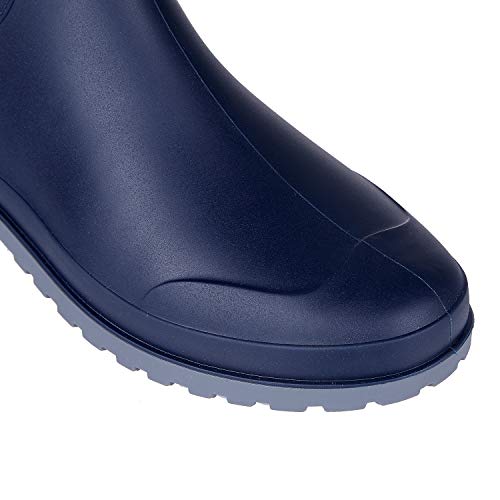 Litfun Womens Mid Calf Rain Boots Outdoor Garden Work Waterproof Boots Wide Calf Rain Shoes Navy - Thumbnail 3