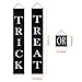 Trick Or Treat Banner – Reads Trick Or Treat On Front & Out of Candy On Back – Reversible Sign for Halloween Door Decorations