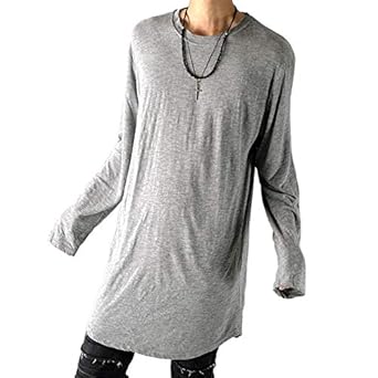 Amazon ロング丈 Tシャツ メンズ ビッグシルエット ロング丈