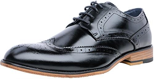 FOCUS STEP Men's Brogue Oxford Shoes Wing-Tip Lace Up Dress Shoes (8 D(M) US, Black)