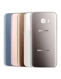 Samsung Galaxy S7 Edge trasera de recambio para OEM cubierta de vidrio trasera de batería puerta w preinstalado calcomanía todos los modelos G935 todos carriers- 2 Logo OEM repuesto cell4less, Plateado (Silver Titanium)