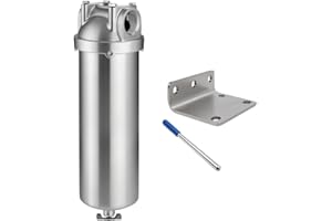 Amwater NSF/ANSI 42 Stainless Steel Whole House Water Filter Housing, 10" x 2.5" Sediment Water Filter System for Heavy Duty,