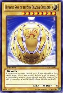Yu-Gi-Oh! - Hieratic Seal of the Sun Dragon Overlord (GAOV-EN002) - Galactic Overlord - 1st Edition - Common