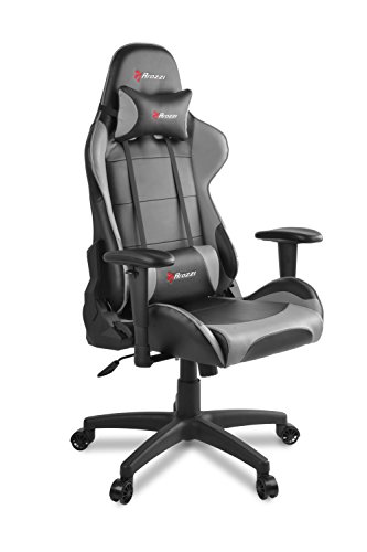 Arozzi VERONA-V2 Advanced Racing Style Gaming Chair with High Backrest, Recliner, Swivel, Tilt, Rocker and Seat Height Adjustment, Lumbar and Headrest Pillows Included, Grey