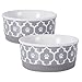 DII Bone Dry Lattice Ceramic Pet Bowl for Food & Water with Non-Skid Silicone Rim for Dogs and Cats (Small - 4.25" Dia x 2"H) Gray - Set of 2 primary