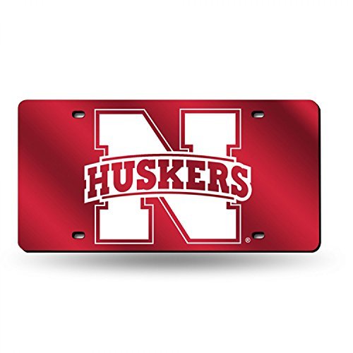 NCAA Nebraska Cornhuskers Red Background Laser Cut Auto Tag