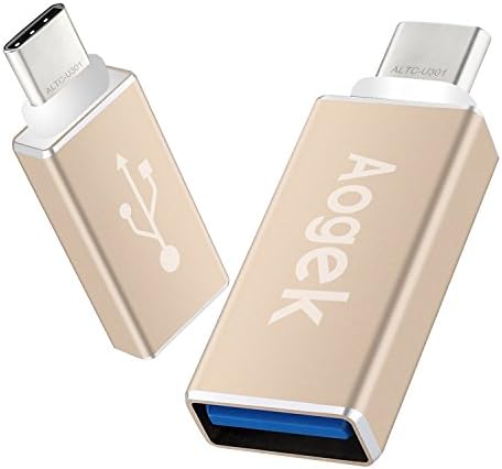 Aogek USB Type C Kit, Type C to USB 3.0 Adapter (2 PCS), for Apple New MacBook 12'', Chromebook Pixel, Nexus 6P, Nexus 5x, Nokia N1, One Plus 2 and Other Devices (Gold)