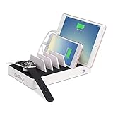 gofanco USB Charging Station 7 Port 65W 2.4A Fast Charging Smart IC Desktop Charging Organizer Charging Stand for iPhone, iPad, Smartphones, Tablets and Wearable Devices, White (USBCharge7P-W2)