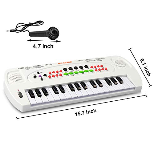 SAOCOOL Keyboard Piano for Kids, 32 Keys Multifunction Electronic Kids Piano Keyboard Music Toy Instruments for Kids with Microphone (White)