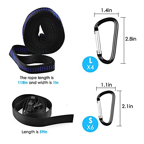 BROTOU Hammock Straps, 10ft Hammock Straps for Trees, with 10 Hooks and