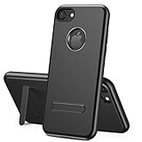 iPhone 7 Case Shockproof,TORRAS Unique iPhone 7 Phone Case [Heavy Duty][Matte Black] Slim Fit Aluminum Metal Frame Anti-Scratch Full-Body Protective Cover with Metal Kickstand for Apple iPhone 7 Cover