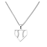 Hollow Heart Baseball Necklace Gold Stainless Steel Love Heart Pendant Necklace Sport Ball Chain Necklaces for Men Women Sports Fans Jewelry