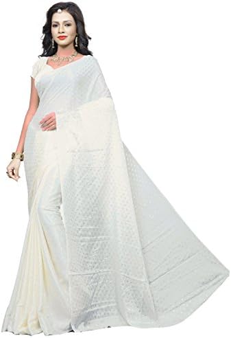 Sonika Women's Brasso Saree With Blouse Piece (Cnn016_Cream)