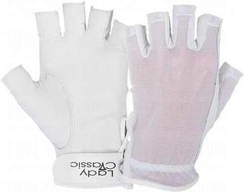Lady Classic Ladies Solar Tan Golf Half Glove 1/2 Glove, White