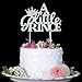 A Little Prince with Crown Cake Topper for Boy Baby Shower, Birthday, Wedding Party Decorations Silver Glitter