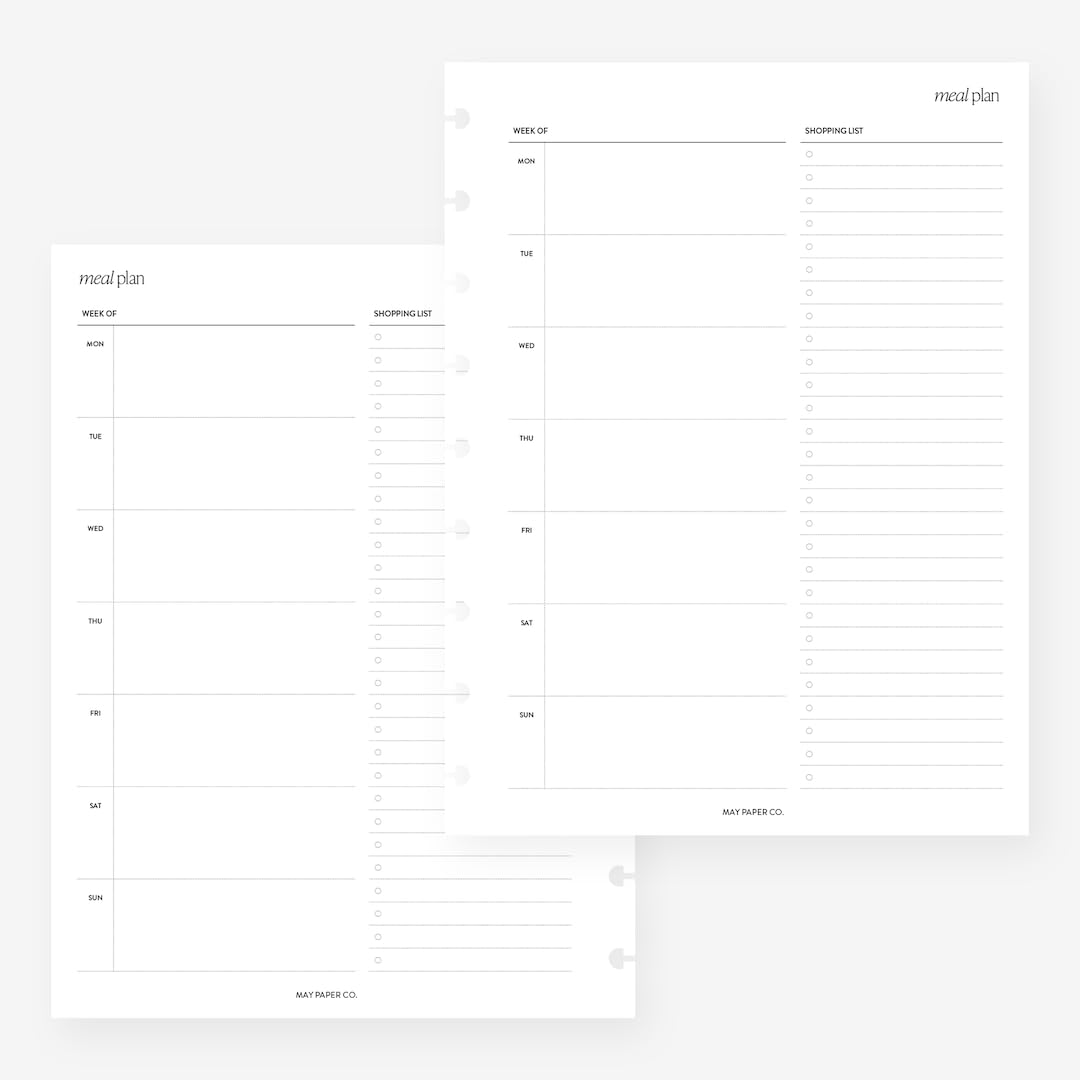 Photo 1 of May Paper Co. Classic Happy Planner Meal Plan Planner Insert Agenda Refill for 9-Discs Discbound Notebook 7 x 9.25, White