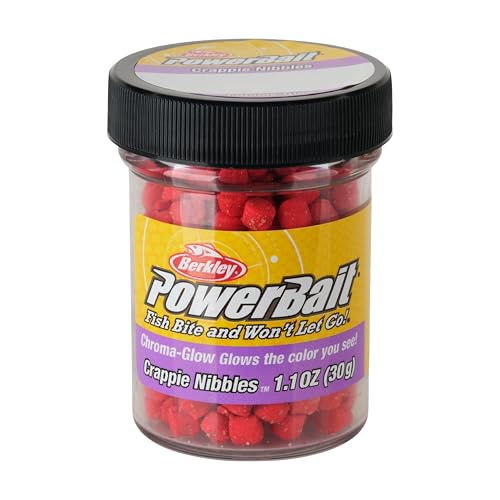 Berkley PowerBait Chroma-Glow Crappie Nibbles, Glow Red, Fishing Dough Bait, Scent Dispersion Technology, Irresistible Scent and Flavor, Ideal for Crappie and Other Panfish Species
