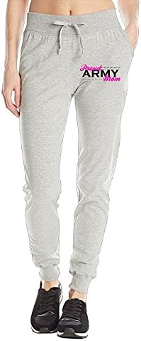 Losport Women's Proud Army Mom Cotton Joggers Pants Slim Fit Bottoms Fleece Pant With Pockets M Ash
