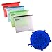 Zedona Reusable Silicone Food Storage Preservation Bags & Silicone Stretch Lids, Eco- Friendly Food Wraps & Covers, Airtight Zip Seal Food Saver Containers, Dishwasher & Refrigerator Safe, Sous Vide