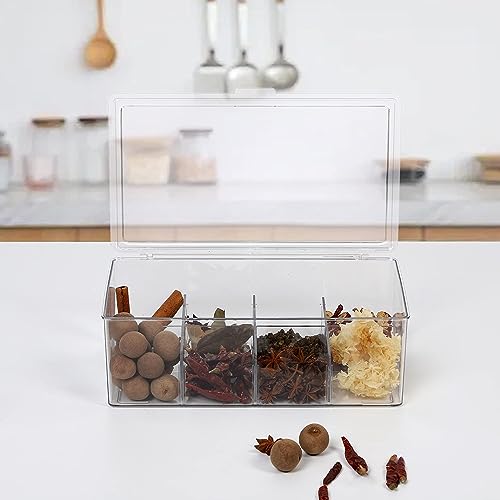 Caja para Té con 8 Compartimentos con Tapa Abatible, Organizador de Te para Infusiones, Bolsas de Té, Sobres de Café y Azúcar, Porta Te de Acrilico para Nevera, Armario, Despensa, Encimeras de Cocina