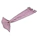 2PCS GDAE10 Children Warm Soft Crochet Handmade Mermaid Tail Blanket Knitting Living Sleeping Bag Camping Bag for Girls Kids (Lavender)
