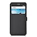 BLU Energy X2 Case, IVSO BLU Energy X2 Case [View Window] [Full Range Protection] Linen Texture Slim Leather Case Cover for BLU Energy X2 Phone (Black)