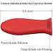 Handle Holder Pan Scraper Grill Scraper Silicone Hot Handle Holder for Cast Iron Skillets with BPA Free Silicone in 4 Pack (Red)