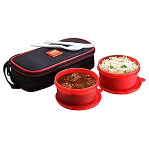 Cello Max Fresh Super Polypropylene Lunch Box Set, 300ml/24cm, Set of 2, Red