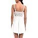 Women Lace Lingerie Sleepwear Chemises V-Neck Full Slip Babydoll Nightgown Dress White S