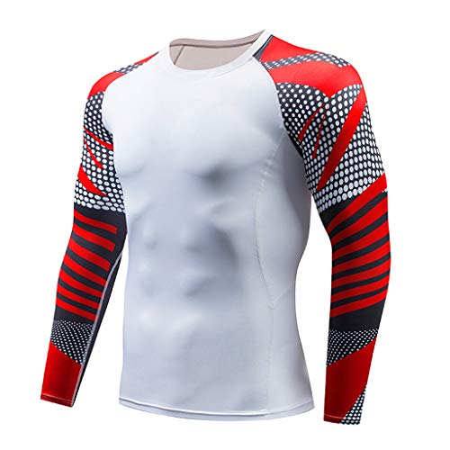 Hotcl Athletic Running Cycling Suit Men's Compression Pants Base Layer Dry Tights Leggings Compression Sport T Shirt White - Thumbnail 2