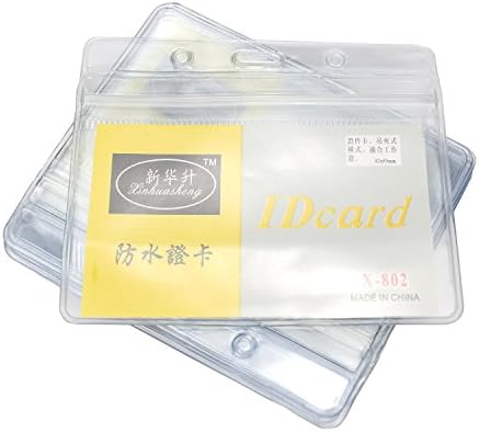 Horizontal Badge Holder (5 pcs) Clear Plastic Business Card Holders for ID Card, Name Tag, IC Bus Cards, Passcard, Work Business Card