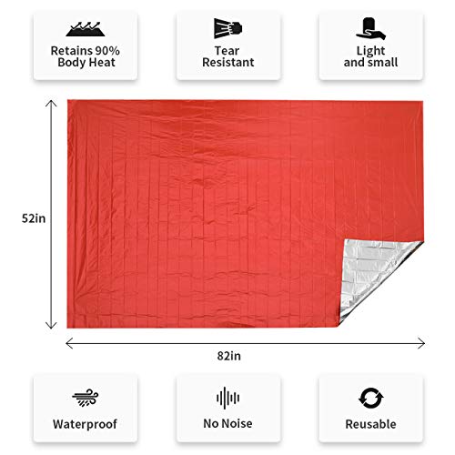 UTOOL PE Emergency Blanket 4 Pack, Thermal Reflective Survival Outdoor Emergency Blanket with Water Proof, Light Weighted, 90% Heat Retention Features, More Durable & No Noise Like Mylar