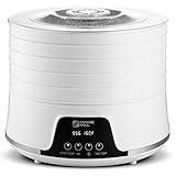 Magic Mill Commercial pro 5 Tray Food Dehydrator with digital Timer For Beef Jerky, Dried Fruits, Vegetables & Nuts Includes Bundle Of Accessories (White 5 Round Trays)