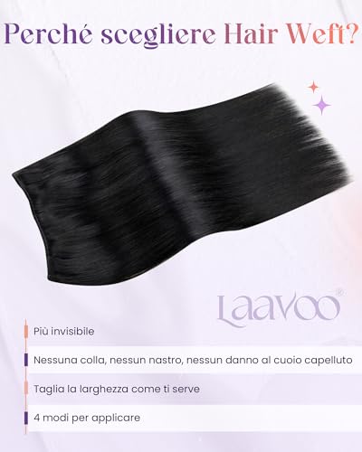 LaaVoo 60cm Real Hair Extensions Black Jet Weft 120g Light Remy Light Weight Length Daily Use #1