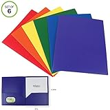 Evelots 2 Pocket Folders-Heavy Duty Plastic-Business Card Slot-Flexible-Set/6
