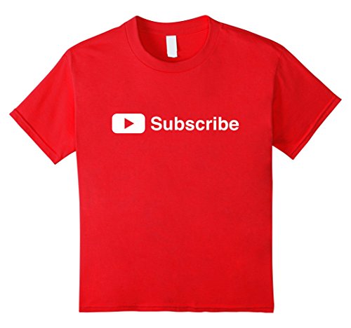 Kids Subscribe Play Tube Button Vlogger T-Shirt 2016 8 Red