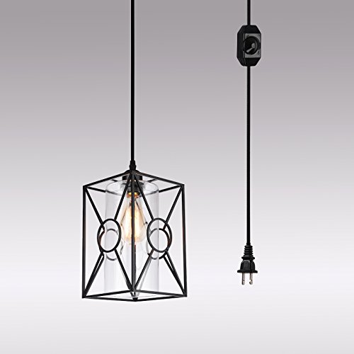 HMVPL Swag Lights with Plug in Cord and On/Off Dimmer Switch, New Transitional Hanging Pendant Lamps with Linen Lampshade for Dining Room, Bed Room