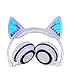 Cat Ear Headphones, DICEKOO Wireless Bluetooth Headset Flashing Glowing Cosplay Fancy LED Light USB Charger Earphone for iPhone 7/6s/iPad/Fire 7,Android Phone, Macbook (White)