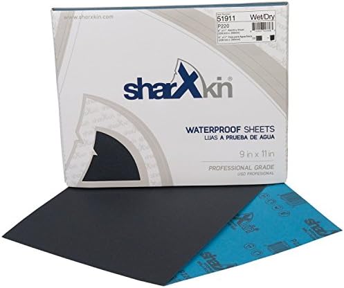 Wet Dry Abrasive Sandpaper Sheets 9” x 11” 50-Count Box with C-Wt Paper Backing and Waterproof Coated in Multiple Grits Ideal for Automotive Car Body Repair and Woodworking (P220 Grit)