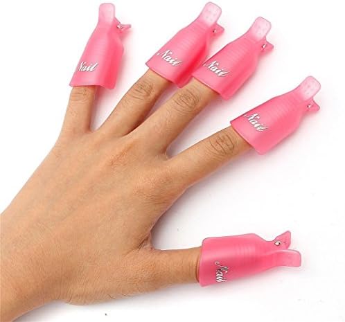 Nail Polish Remover Clips, 20 Pieces Reusable Finger Gel Nail Polish Remover Clips, Fit For Nail Polish Remover Wraps - Red