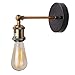 Anmytek Wall Light Fixture, Industrial Retro Rustic Loft Antique Wall Lamp Edison Vintage Pipe and Brass Head Wall Sconce Decorative Fixtures Lighting Luminaire (Bulbs not Included)