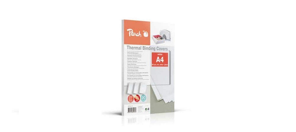 Peach PBT301 Thermal Binding Covers A4 15 Sheets, 80g/m2 Pack of 20 White