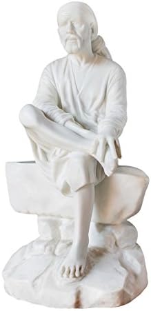 Karara Mujassme Handmade White Poly Marble Sai Baba Statue Indian Hindu God Lucky Home Décor Gift
