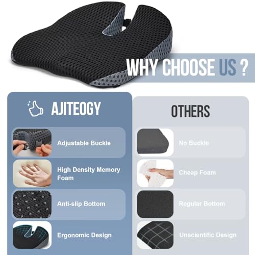 Ajiteogy Seat Cushion for Car Drivers – Adult Posture Elevation with Memory Foam – Universal Car Accessories for Travel and Truck